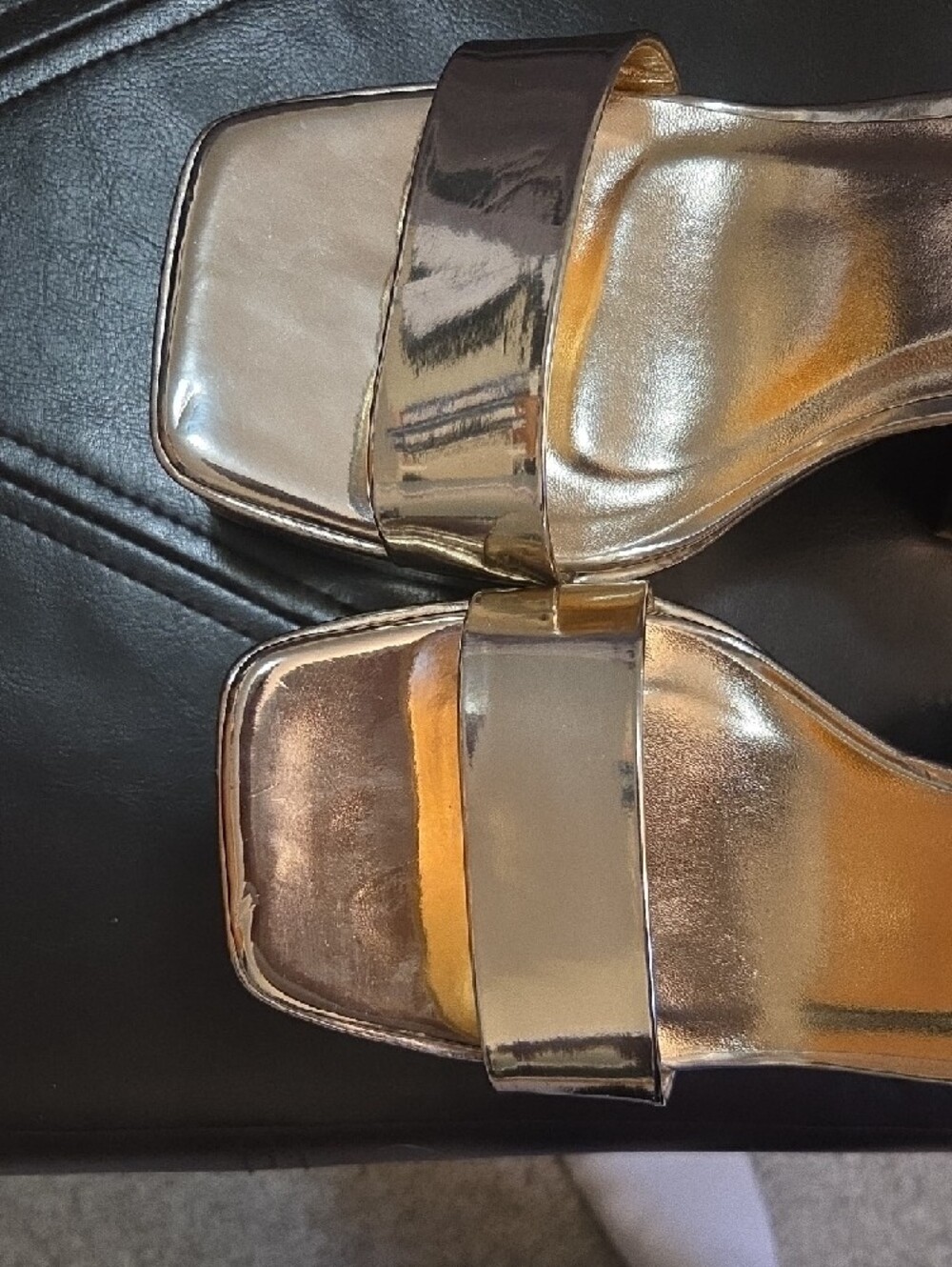 Metallic Gold Platform Block Heel Sandals - Women Sz 6.5 NIB - Picture 12 of 12